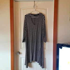 Striped Sharkbite Hem Dress 3x